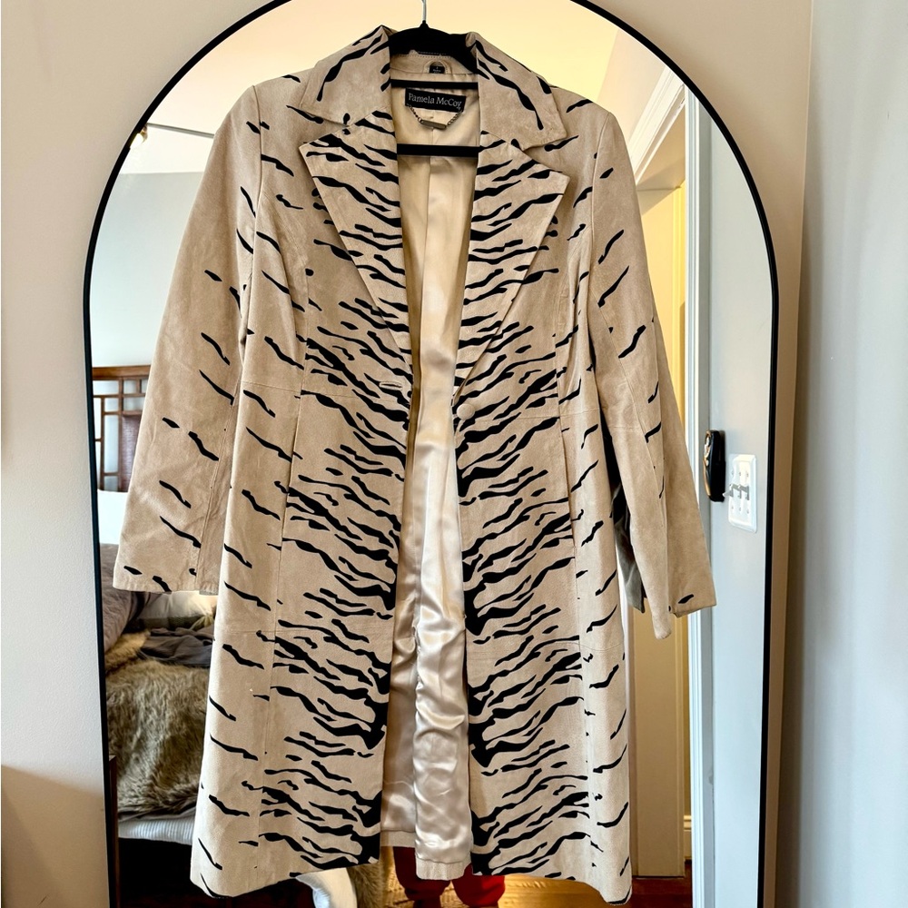 Zebra Print Suede Coat